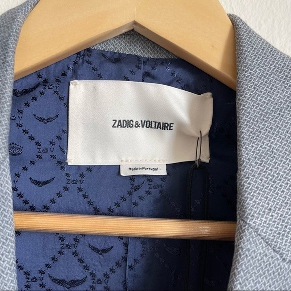 NWT ZADIG&VOLTAIRE amour gray suit jacket wwbl00272 size 34 - Picture 3 of 11